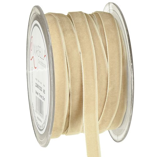 Artikel Dekorativt bånd fløjlsbånd gavebånd fløjl beige 10mm 20m