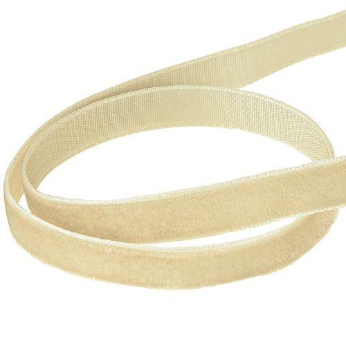 Artikel Dekorativt bånd fløjlsbånd gavebånd fløjl beige 10mm 20m