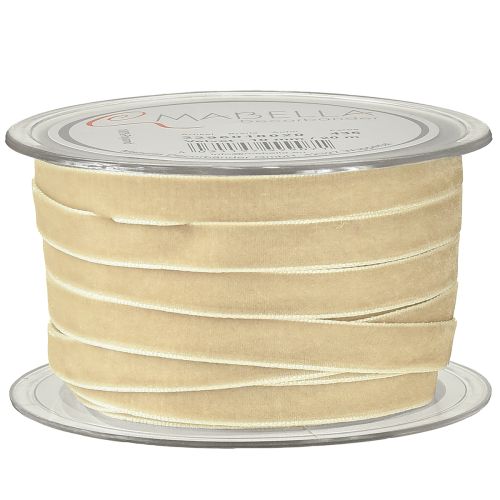 Artikel Dekorativt bånd fløjlsbånd gavebånd fløjl beige 10mm 20m