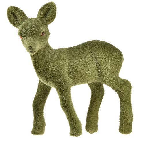 Artikel Dekorativ figur hjort fawn flocked julefigurer grøn 10,5cm 6 stk