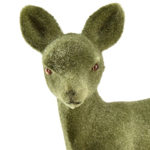Artikel Dekorativ figur hjort fawn flocked julefigurer grøn 10,5cm 6 stk