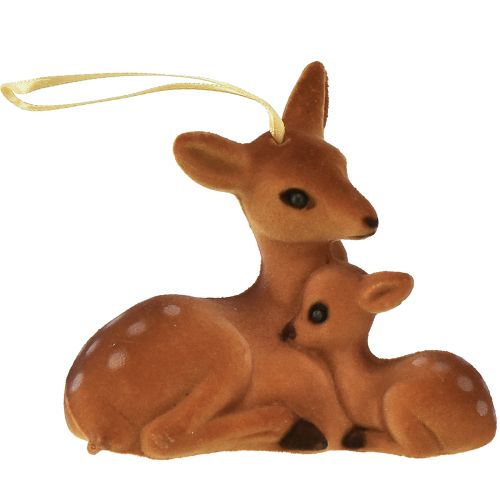 Artikel Dekorativ bøjle hjorte dekoration med fawn flocked 10cmx5cmx8,5cm