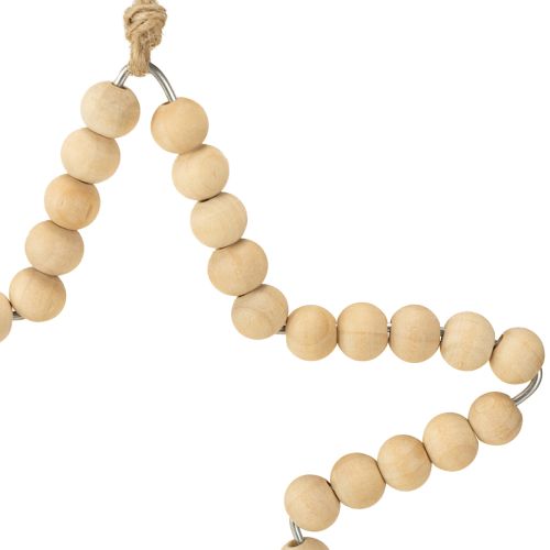 Artikel Julepynt: træperler, hjerte, stjerne, træ, 13 cm høj, 6 stk.