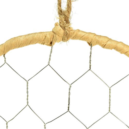 Artikel Dekorativ ring af metal Raffia til ophæng Ø20cm 4stk