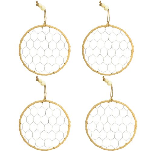 Artikel Dekorativ ring af metal Raffia til ophæng Ø20cm 4stk