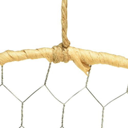 Artikel Dekorativ ring metal hængende dekoration Raffia sølv natur Ø38cm 4 stk