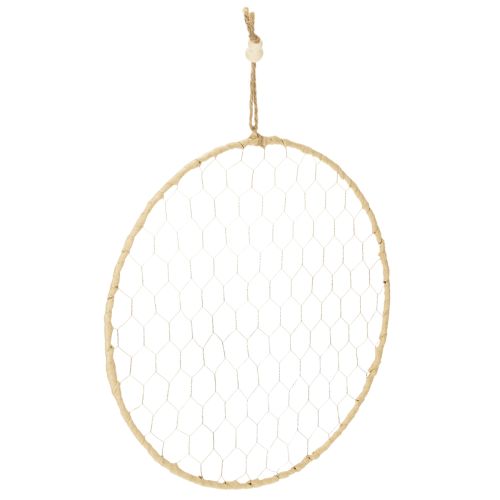 Floristik24 Dekorativ metalring Ø38 cm, hængende dekoration, raffia, sølv, naturlig, boho vægdekoration, alsidig dekoration, 4 stk.