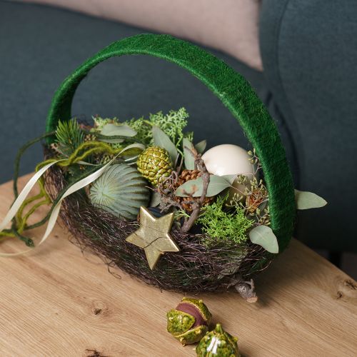 Floristik24 Dekorativ ring jute dekorationsløkke grøn mørkegrøn 4cm Ø30cm 2stk