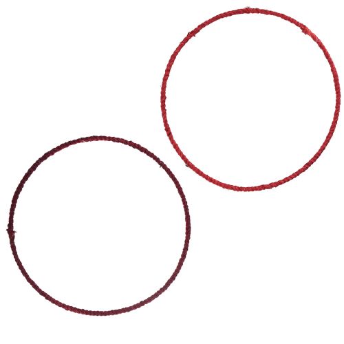 Floristik24 Dekorativ ring jute dekorationsløkke rød mørkerød Ø30cm 4stk