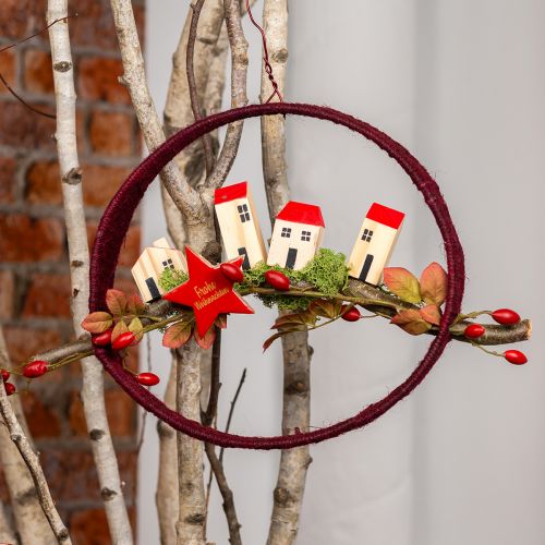 Artikel Dekorativ ring jute dekorationsløkke rød mørk rød 4cm Ø30cm 2stk