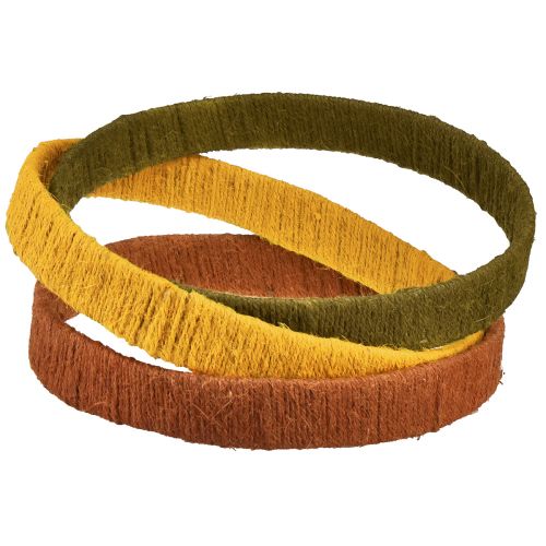 Artikel Dekorativ ring juteløkke gul okkerbrun 4cm Ø30cm 3stk
