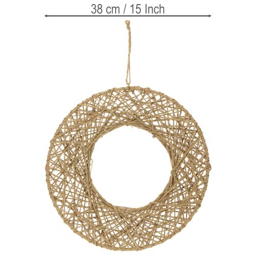 Artikel Dekorative juteringe, naturlig stil, hængende dekoration, boho-stil, Ø38 cm, 2 stk., metalringe, vægdekoration, vinduesdekoration