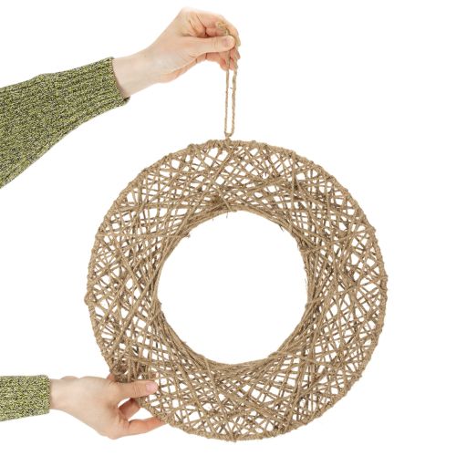 Artikel Dekorative juteringe, naturlig stil, hængende dekoration, boho-stil, Ø38 cm, 2 stk., metalringe, vægdekoration, vinduesdekoration