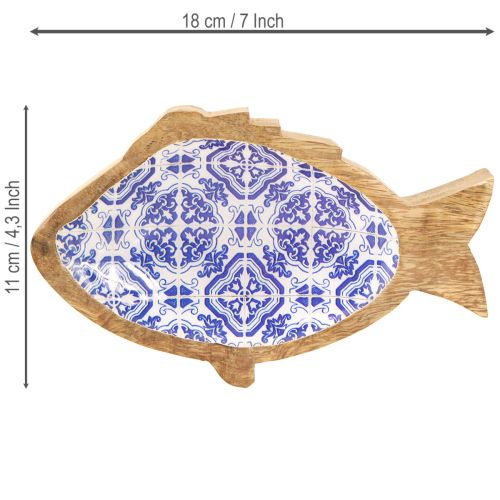 Artikel Dekorativ skål træfisk dekoration naturlig blå hvid 18×11×3cm