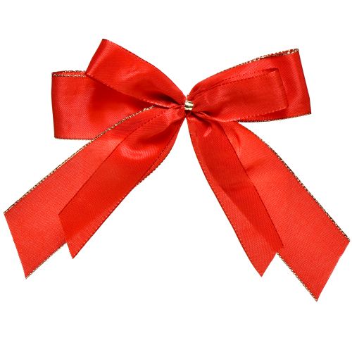 Floristik24 Dekorativ sløjfe rød sløjfe med gylden kant - elegant juledekoration 4cm bred 15×21cm 10stk