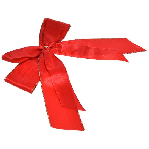 Floristik24 Dekorativ sløjfe rød sløjfe med gylden kant - elegant juledekoration 4cm bred 15×21cm 10stk