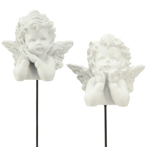 Artikel Dekorativ stik englefigurer gravdekoration hvid H5cm 6 stk