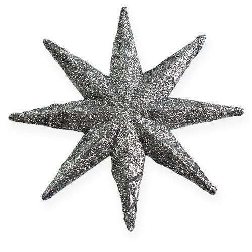Floristik24 Glitter stjerne sølv 10cm 12stk