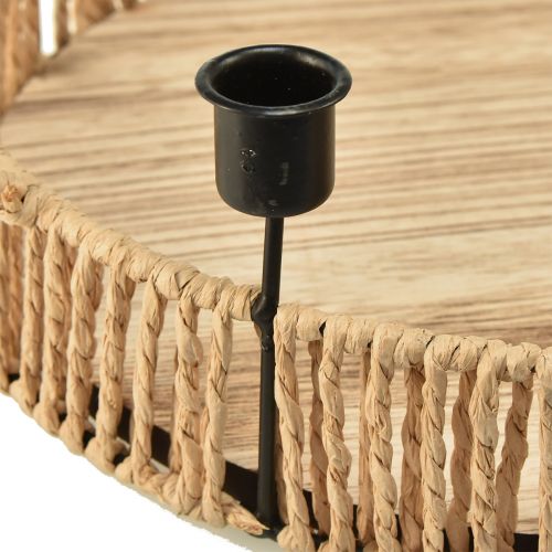 Artikel Dekorativ bakke træ naturmetal lysestage sort Ø30cm