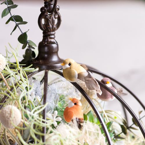 Artikel Dekorative fugle, kunstig boligindretning, forårsfest, med farverig fjerdragt lavet af ægte fjer, 5 cm, 18 stk.