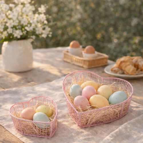 Artikel Trådkurve, hjerteformede, til dekoration og organisering, 20 cm, sæt med 4