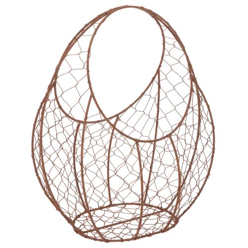 Trådkurv, metalplantekasse, forårsdekoration, påskekurv, brun, rustfinish, H34 cm L30 cm købe | Floristik24.dk