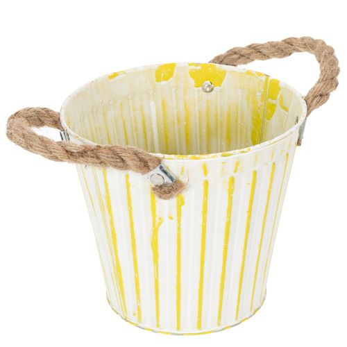 Artikel Spand til plantning, plantekasse med håndtag, metaldekoration pink/grøn/gul shabby chic Ø16,5 cm H15 cm 3-delt sæt