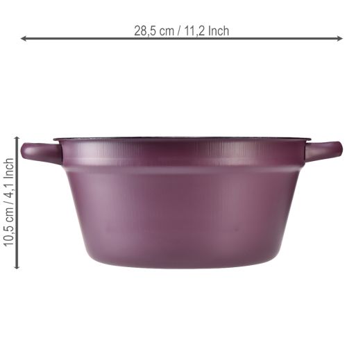 Artikel Spand med håndtag, metalplantekasse, lilla, Ø22,5 cm, H10,5 cm