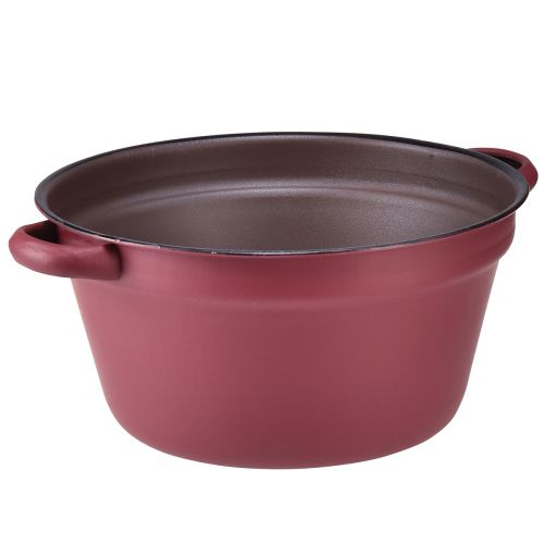 Spand med håndtag dekorative metalbalje til plantning rød Ø20,5cm H10,5cm