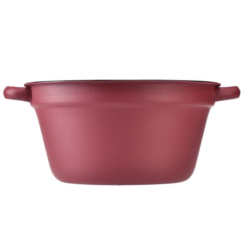 Artikel Spand med håndtag dekorative metalbalje til plantning rød Ø20,5cm H10,5cm