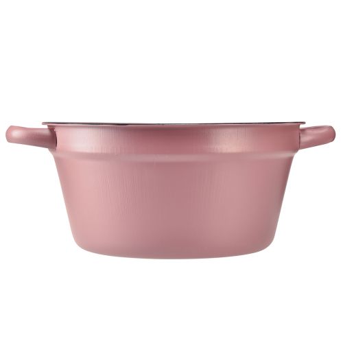 Artikel Spand med håndtag metal plantebakke pink Ø22,5cm H10,5cm