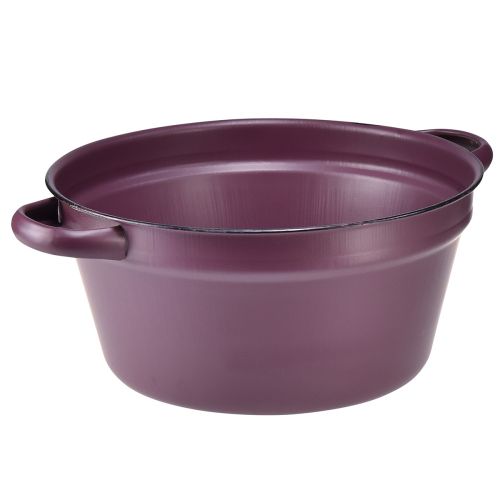Floristik24 Spand med håndtag plantebakke metal lilla Ø22,5cm H10,5cm