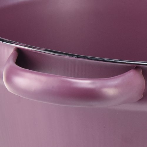 Artikel Spand med håndtag plantebakke metal lilla Ø22,5cm H10,5cm