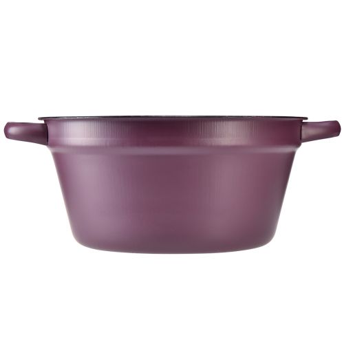 Artikel Spand med håndtag plantebakke metal lilla Ø22,5cm H10,5cm