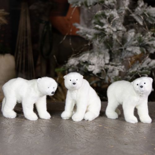 Artikel Dekorative isbjørnefigurer stående og siddende hvide 16/20 cm 3 stk.