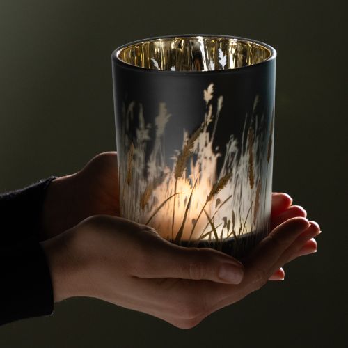 Artikel Elegant dekorativ lanterne med græsmotiv til hyggelige boligtilbehør, 12,5 cm, 2 stk.