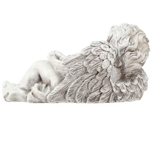 Artikel Engel liggende dekorativ figur grav dekoration grå polyresin 22cm
