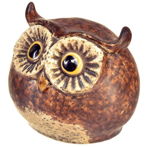Artikel Charmerende keramiske uglefigurer - detaljeret design i brunt og cremefarvet, 10,5 cm - perfekt dekoration til opholds- og arbejdsrum - 3 stk.
