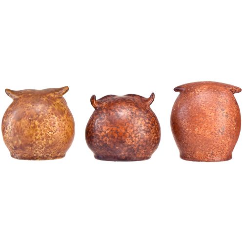 Artikel Charmerende keramiske uglefigurer - detaljeret design i brunt og cremefarvet, 10,5 cm - perfekt dekoration til opholds- og arbejdsrum - 3 stk.