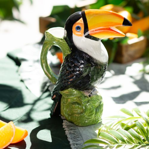 Artikel Eksotisk dekorativ vase tukan keramikfigur farverig 20×10×24 cm