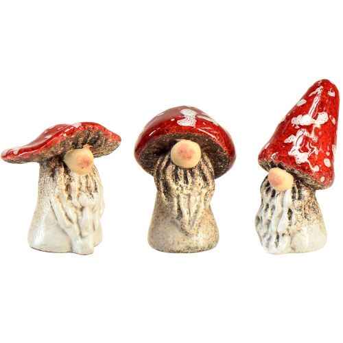 Artikel Eventyrnisse-paddehattefigurer – røde med hvide prikker, 7,5 cm – magisk dekoration til have og hjem – 6 stk.