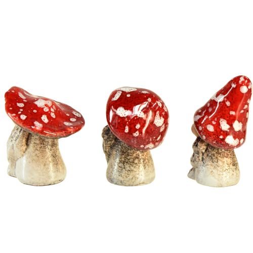 Artikel Eventyrnisse-paddehattefigurer – røde med hvide prikker, 7,5 cm – magisk dekoration til have og hjem – 6 stk.