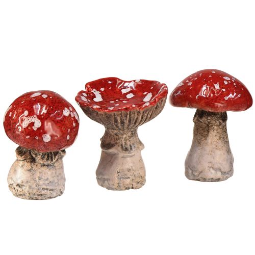 Floristik24 Charmerende keramiske paddehattedekorationer - Rød med hvide prikker, 8,6 cm - Ideel havedekoration - Pakke med 3