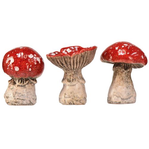 Artikel Charmerende keramiske paddehattedekorationer - Rød med hvide prikker, 8,6 cm - Ideel havedekoration - Pakke med 3
