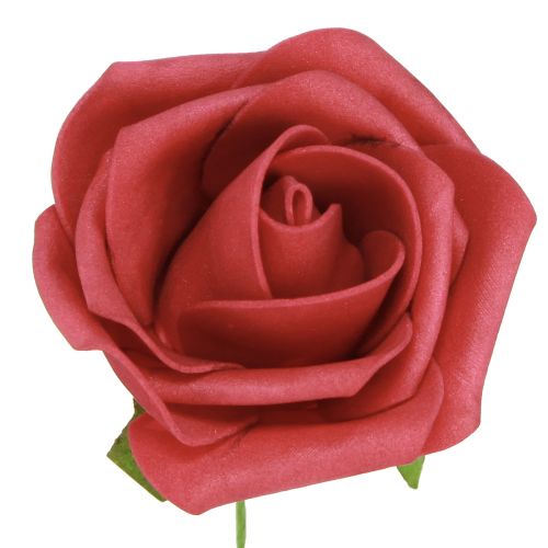 Artikel Skumrose Skumrøde Kunstroser 7,5cm 18 stk