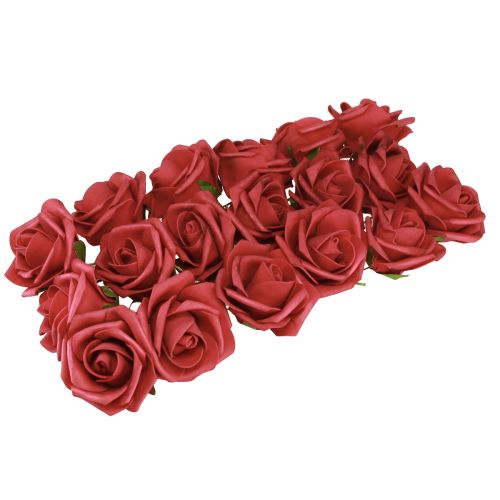 Artikel Skumrose Skumrøde Kunstroser 7,5cm 18 stk