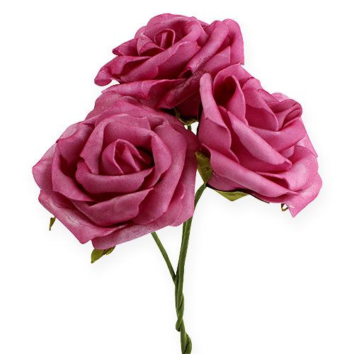 Floristik24 Skumrose Ø 8cm fuchsia 18 stk