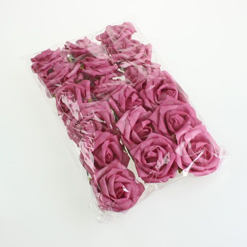 Floristik24 Skumrose Ø 8cm fuchsia 18 stk