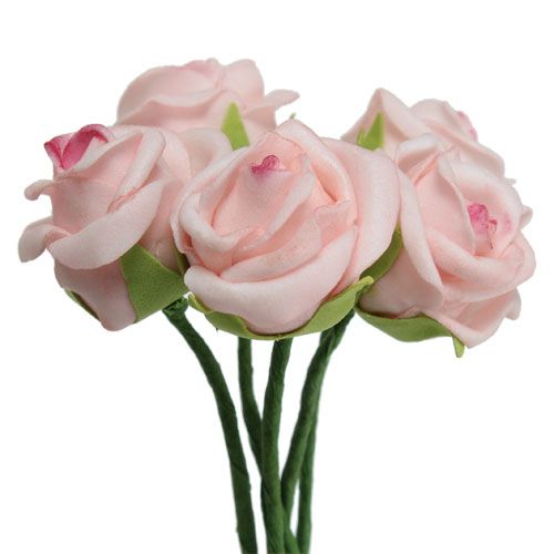 Floristik24 Foam Rose Ø3,5cm lakserød 30stk