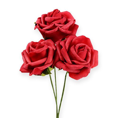 Floristik24 Skumrose Ø6cm rød 27 stk